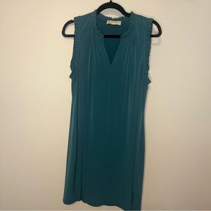 Michael Kors Teal Midi Dress with Ruffle Sleeves
